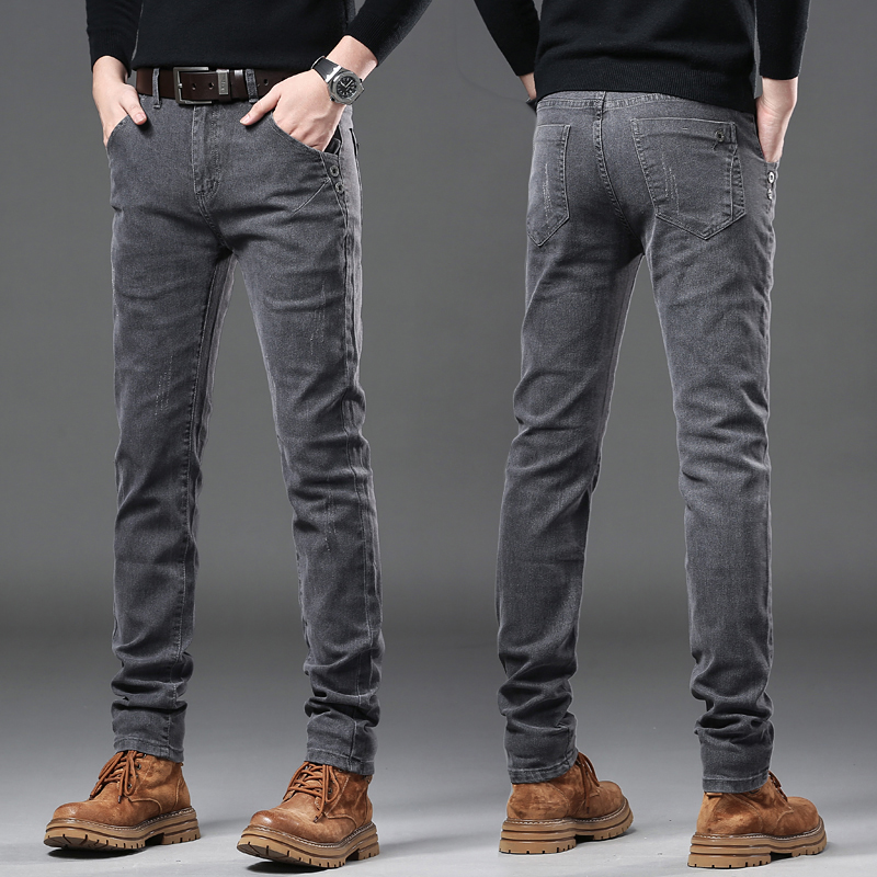 퓨어 그레이 한국 슬림 청바지, 신축성 타이트 트렌디  - Streetwear Brand Denim 리뷰 및 가격